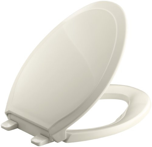 KOHLER K-4734-47 Rutledge Quiet-Close with Grip-Tight Bumpers Elongated Toilet Seat, Almond