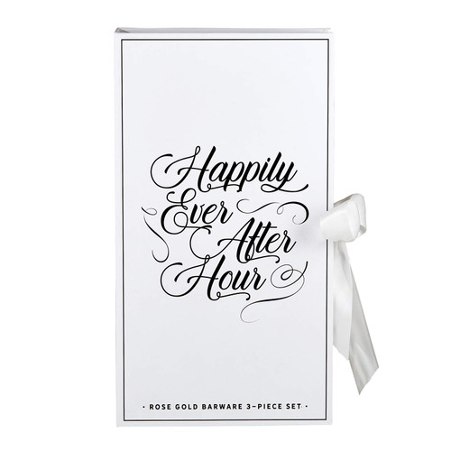 Santa Barbara Design Studio Gift Set Drinking Essentials Sippin' Pretty Black and White Cardboard Book Gift Box, 3-Pieces, Wedding Gift Rose Gold Bar Tools