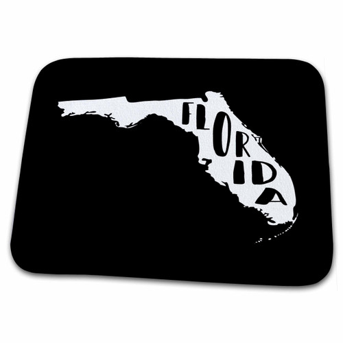3dRose Florida written inside the state. Black background. - Dish Drying Mats (ddm-323940-1)