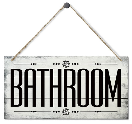 Bathroom Wood Decor Sign, Wooden Bathroom Signs, Printed Wood Wall Art Sign, Bathroom Rustic Sign, Hanging Wood Sign Home Decorative, Rustic Farmhouse Bathroom Wood Sign Decor Wall Art 12x6 in