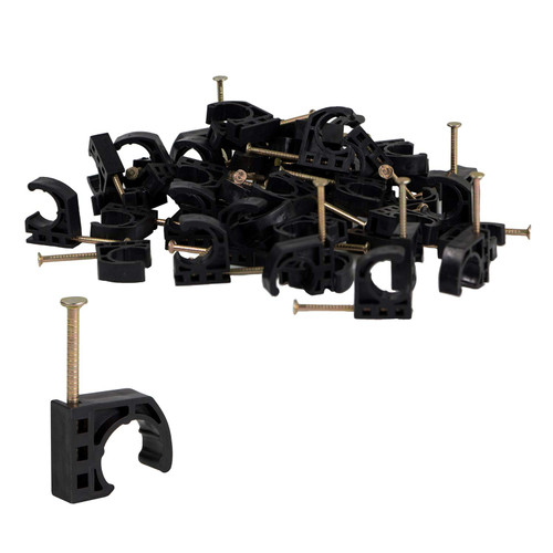 Highcraft JHOOK01-50 Half Clamp J-Hook with Nail for Pex Tubing Pipe Support, 1 in. Black (50 Pack)