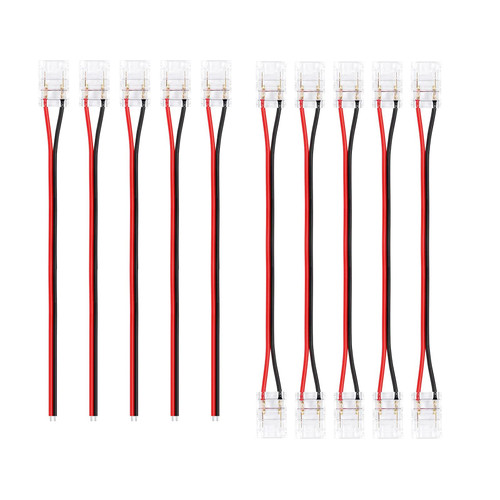 ENQIMAOYI COB LED Light Strip Connectors 2-pin 8mm LED Extension Connector Solderless Adapter Terminal Extension,Strip to Strip Jumper for COB 12V/24V Light Strips