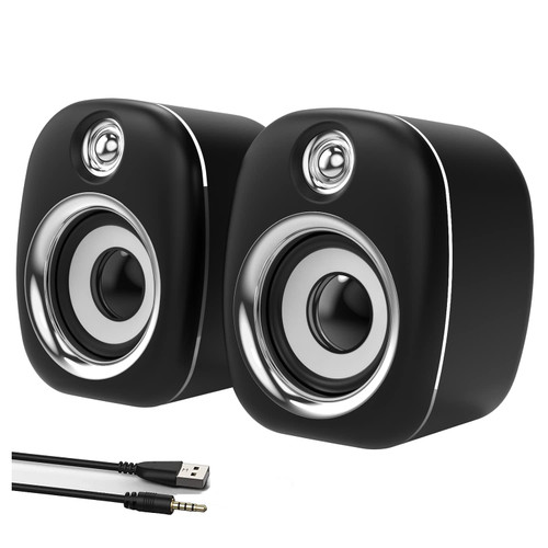 MELOGAGA Computer Speakers, 2.0 Stereo Mini Desktop Speaker, USB Powered & 3.5mm Aux-in PC Gaming Speakers with in-line Volume Control, Plug and Play for Desktop, Laptops, Monitor MELOGAGA Computer Speakers, 2.0 Stereo Mini Desktop Speaker, USB Powered & 3.5mm Aux-in PC Gaming Speakers with in-line Volume Control, Plug and Play for Desktop, Laptops, Monitor