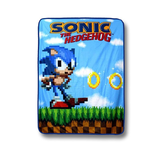 JUST Funky Sonic The Hedgehog Fleece Throw Blanket | Sonic Blanket | Sonic Blanket for Boys |45 x 60 Inches | Featuring Sonic The Hedgehog Let's Roll | Bed Couch Home Decor | Officially Licensed