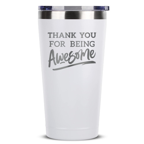 Thank You Gifts for Women Men - Thank You For Being Awesome 16 oz White Tumbler - Appreciation Gifts for Coworker Employees Teacher - Encouragement Thank You Gifts Present Ideas Men Women Friends Thank You Gifts for Women Men - Thank You For Being Awesome 16 oz White Tumbler - Appreciation Gifts for Coworker Employees Teacher - Encouragement Thank You Gifts Present Ideas Men Women Friends