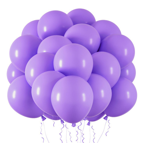RUBFAC 65pcs Purple Latex Balloons, Helium Party Balloons 12 Inches Lilac Balloons with Ribbon for Wedding, Birthday, Graduation, Baby Shower, Bridal Shower
