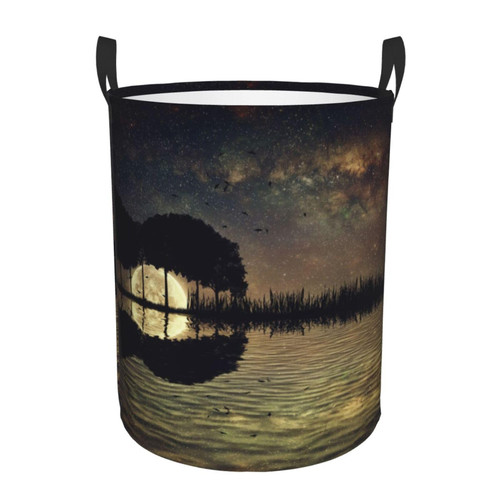 Trees In A Shape Of A Guitar Laundry Basket Waterproof Collapsible Round Laundry Hamper Toys Clothes Organizer Gift Basket For Room