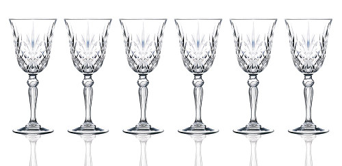 Lorenzo RCR Crystal Collection Water Glass Set Lorren Home Trends-Melodia, 6 Count (Pack of 1), Red Wine Goblet,7.5 fluid ounce