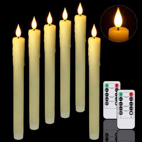 PChero Flameless Candles with Timer Remote, 9.5" Real Wax Dripless Battery Operated LED Taper Window Candlesticks with 3D Flickering Wick for Wedding Thanksgiving Christmas Fireplace Home Decor PChero Flameless Candles with Timer Remote, 9.5" Real Wax Dripless Battery Operated LED Taper Window Candlesticks with 3D Flickering Wick for Wedding Thanksgiving Christmas Fireplace Home Decor