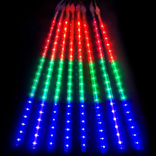 Meteor Shower Rain Lights 80cm 8 Tubes 576 LED Meteor Lights Waterfall Lights Led Rain Lights Snow Falling Icicle, for Christmas/Outdoor/Tree, Multi-Color