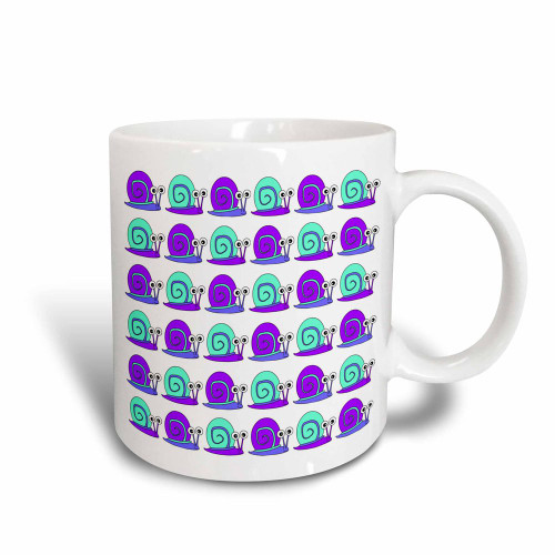 3dRose Cute Snail Print Blue and Purple-Magic Transforming Mug, 11 oz, Multicolor