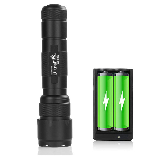 ULTRAFIRE WF-502B LED Mini Flashlight,Ultra Bright 1000 Lumens Tactical Flashlights XP-E V6 LED 5-Modes,with UFB22 and Charger Small Handheld Flashlight