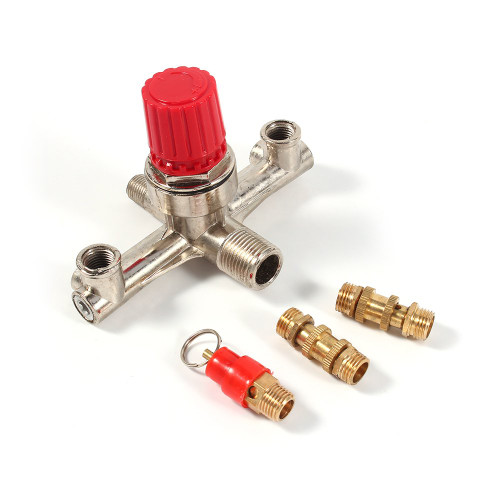 GLOGLOW Air Compressor Pressure Switch, Double Outlet Tube Alloy Compressor Switch Control Regulator Valve Fit Part