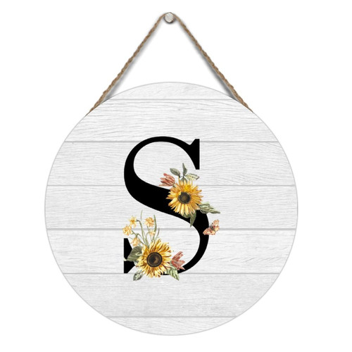 Wooden Sign Black Monogram Initial Letter S with Sunflower Bedroom Wall Decor Plaque Sign Flowers Printed ABC Letter Rustic Wooden Home Wall Sign Hanging Wood Sign 12x12in Round Wooden Sign Black Monogram Initial Letter S with Sunflower Bedroom Wall Decor Plaque Sign Flowers Printed ABC Letter Rustic Wooden Home Wall Sign Hanging Wood Sign 12x12in Round