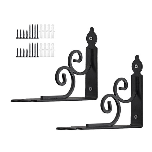 corner bracket,shelving brackets,2pcs Metal Shelve Brackets,Wall-mounted Shelf Bracket, Floating Corner Braces,With Screws and Anchors,Black-24x29cm/9.4*11.4in ( Color : Black , Size : 14x19cm/5.5*7.5