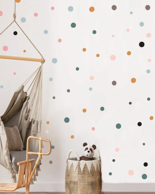 Boho Polka Dots Wall Decals Peel and Stick, Colorful Wall Sticker For Nursery Girls Bedroom Kids Living Room Boho Wall Decor (112 Dots)