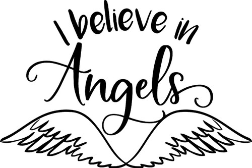 I Believe in Angels Angel Wings Heaven Faith Guardian Wall Decals for Walls Peel and Stick Wall Art murals Black Small 8 Inch