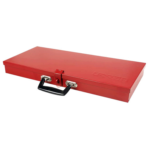 URREA Metal Tool Box - 19.5" x 8.7" x 2" Tool Storage/Organization Box with 24 Gauge Construction & Durable Red Finish - 5495
