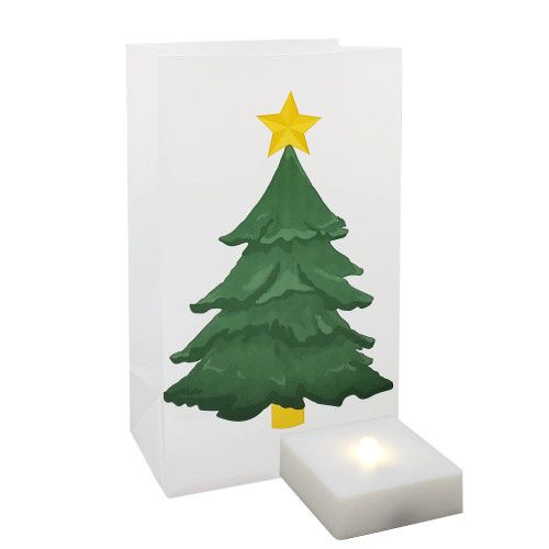 Lumabase Battery Operated LED Luminaria Kit, Holiday Tree - Set of 6