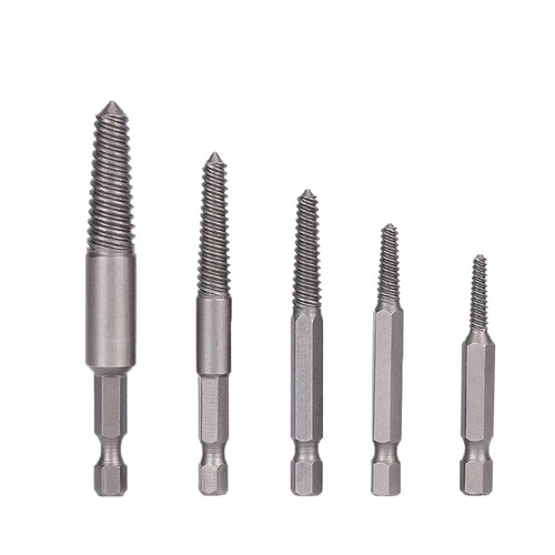 FOITECHY 5Pcs Broken Screw Extractor Set,Stripped Screw Extractor Kit,Damaged Bolts Removal Tool,Solution For Broken Screw