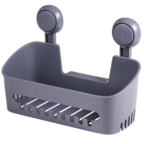 LEVERLOC Shower Caddy Suction Cup Shower Shelf Suction Shower Basket One Second Installation Removable Powerful Shower Organizer Max Hold 22lbs Suction Bathroom Caddy Waterproof Shower Storage - Grey