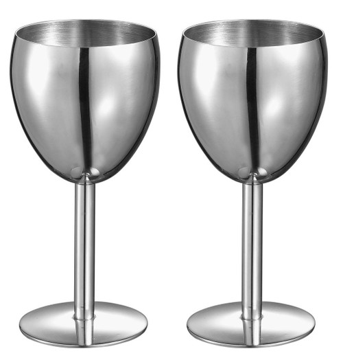 Visol Antoinette Stainless Steel Wine Glass (2 Pack), Silver