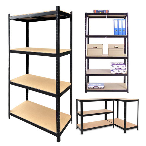 AUTOFU Shelving Units and Storage Heavy Duty Metal Storage Shelves 4-Tier Utility Rack for Garage Shed Pantry Basement Shed Storage, Adjustable Shelf Height, 64x31x16inch(H*W*D), Black