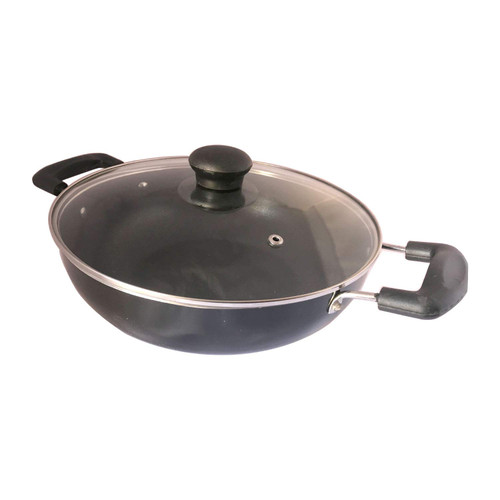 Non Stick Kadai with Glass Lid All Purpose Pan Non Stick Kadhai Deep Stir Fry Pan with Glass Lid for Gas and Induction Cooktop, Aluminium Kadhai Deep Fry Pan Nonstick (240mm) 2.2 Ltr Non Stick Kadai with Glass Lid All Purpose Pan Non Stick Kadhai Deep Stir Fry Pan with Glass Lid for Gas and Induction Cooktop, Aluminium Kadhai Deep Fry Pan Nonstick (240mm) 2.2 Ltr