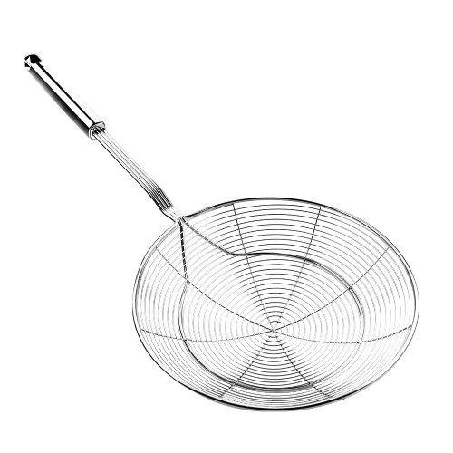 Aettechgd Steel Spider Strainer Skimmer Ladle, Extra Large Strainer Spider Skimmers for Kitchen Cooking and Frying, Premium Strainer Spoon Diameter: 7.8Inch, Total Length: 17.8Inch