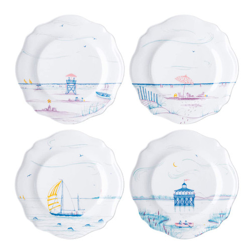 Juliska - Country Estate Melamine Salad Plates Set of 4 - Seaside - White Melamine - Unbreakable, Melamine, Decorative Salad Plate Set