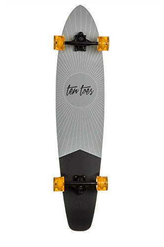Ten Toes Board Emporium Zed Bamboo Longboard Skateboard Cruiser, 44", Pewter Pointe