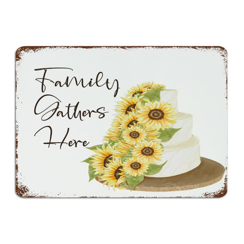 Family Gathers Here Watercolor Floral in Mason Jar Country Garage Signs Customized Room Signs Sunflower Artwork Wood Texture Man Cave Decor Aluminum Metal Sign for Backyard Restaurants Patio 10x14 Family Gathers Here Watercolor Floral in Mason Jar Country Garage Signs Customized Room Signs Sunflower Artwork Wood Texture Man Cave Decor Aluminum Metal Sign for Backyard Restaurants Patio 10x14