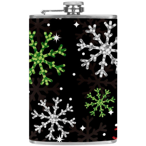 Colorful Snowflake Flasks for Liquor for Men, Stainless Steel Hip Flask with Funnel, Whiskey Flask 8 oz