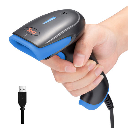Tera 1D Laser Barcode Scanner USB Wired Plug and Play Handheld Fast and Precise Scan Bar Code Reader for Small Businesses Supermarket Retail Store Library Logistic Warehouse 3106-2 Blue