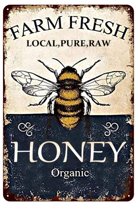 Farm Fresh Bee Honey Metal Signs, Vintage Wall Decor Retro Art Tin Sign Funny Decorations for Home Bar Pub Cafe Farm Room Metal Tin Poster 8x12 Inch Farm Fresh Bee Honey Metal Signs, Vintage Wall Decor Retro Art Tin Sign Funny Decorations for Home Bar Pub Cafe Farm Room Metal Tin Poster 8x12 Inch