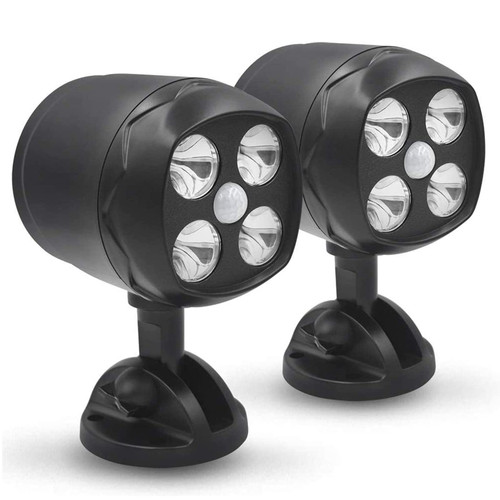DONLINE Outdoor Motion Sensor Light Battery Powered LED Spotlight, Waterproof Motion Detector Security Light 800 Lumen with Adjustable Heads Auto On Off for Porch Stair Hallway Garage Wall Shed