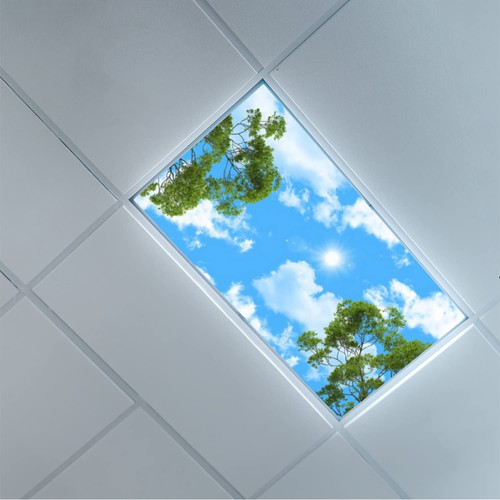Fluorescent Light Covers-for Ceiling Light Diffuser Panels - Fluorescent Light Covers for Classroom Office - 2ft x 4ft Drop Ceiling Fluorescent Decorative - Tree Leaves Sky Clouds Pattern
