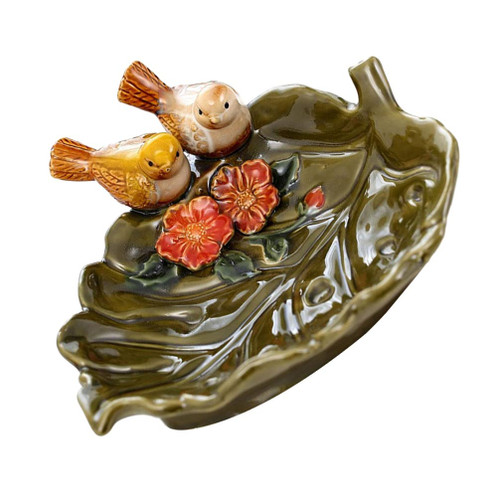 LIFKOME Home Decor Ceramic Jewelry Dish Tray, Birds Leave Flower Shape Ceramic Dish, Fruit Snack Serving Dish, Ceramic Dessert Plates for Snacks and, Food Serving Dish Storage Plate Home Decoration