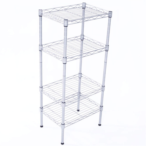 wenyuyu 4 Tier Storage Shelf Rack Heavy Duty Wire Shelving Unit Organizer Shelves for Pantry Garage Closet Kitchen Laundry Bathroom, Silver Steel Metal