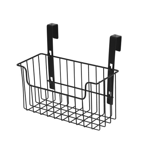 Household Essentials Over the Door Cut Out Metal Basket, Black