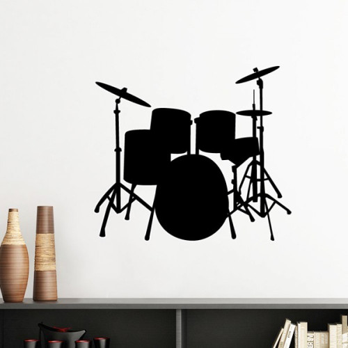 Song Music Drum Kit Energy Silhouette Removable Wall Sticker Art Decals Mural DIY Wallpaper for Room Decal