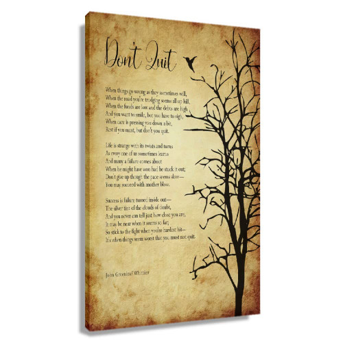 Dont Quit Poem Framed Canvas Inspirational Quotes Wall Art Poetry Poster Vintage Prints Positive Motivational Posters Verse Poster For Home Decor Framed (12x18 inch)