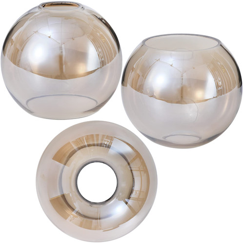 LARTEEN 3 Pack Clear Amber Glass Lamp Shade Cover Replacement for Lighting Fixture, 5.9" Diameter Round Globe Shade for Chandelier Pendant Light Wall Sconce, 1-5/8 inch Fitter Opening