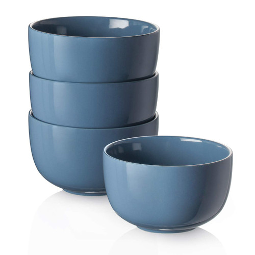 DOWAN 5.8" Deep Soup Bowls & Cereal Bowls - 30 Ounces Large Bowls Set of 4 for Kitchen - Ceramic Bowls for Cereal, Soup, Oatmeal, Salad, Ramen, Noodle, Rice - Dishwasher & Oven Safe (Airy Blue) DOWAN 5.8" Deep Soup Bowls & Cereal Bowls - 30 Ounces Large Bowls Set of 4 for Kitchen - Ceramic Bowls for Cereal, Soup, Oatmeal, Salad, Ramen, Noodle, Rice - Dishwasher & Oven Safe (Airy Blue)