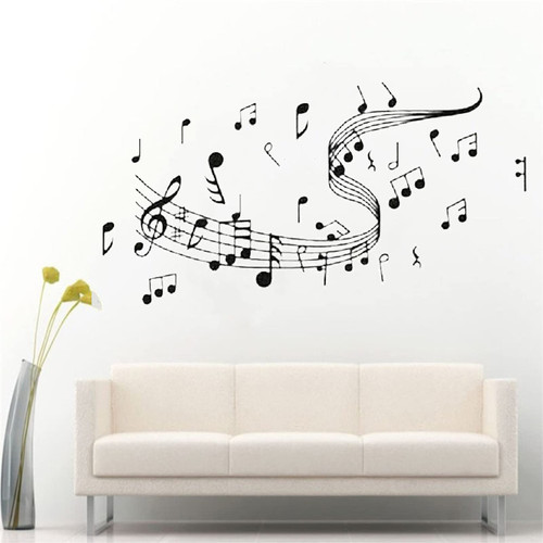 FGJFGGFR Notes Staff Music Notes Wall Stickers Home Home Decals Home Decals Vinyl Detachable,Black,57X106CM