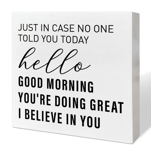 Home Office Desk Wooden Box Sign Decor, You're Doing Great I Believe in You, Inspirational Quotes Desk Decor Motivational Desk Decorations for Women Men Student Office Classroom School