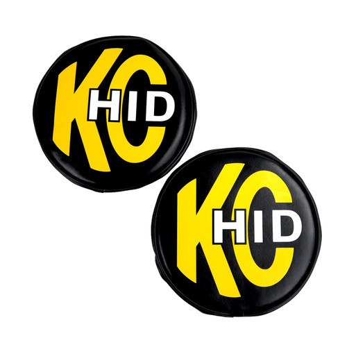 KC HiLiTES "8"" Light Cover - Soft Vinyl - Pair - Black w/Yellow KC HID Logo (5818)