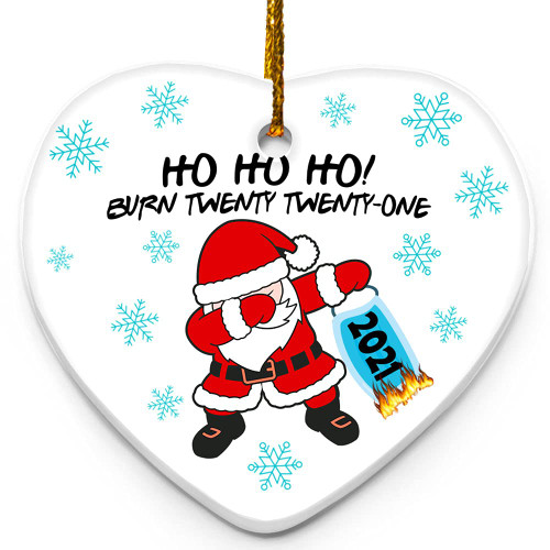 Kobalo Ho Ho Ho Santa 2021 Christmas Pandemic Decorating Kit Heart Ceramic Ornament 3.2 Inch