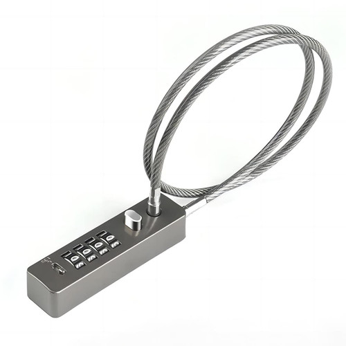 Cable Locks with Combination, 23-3/5 Inch Length Steel Cable Rope 4-Digit Combination Lock with Resettable Code for Bikes, Lockers, File Cabinets, Wardrobes, Small Fences, Refrigerator Door(Gun-Grey)