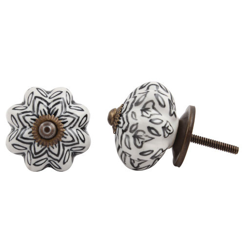 Indian Shelf 4 Pieces Unicorn Drawer Knobs | Floral Dresser Knobs Girls | Black Dresser Knobs and Pulls | Ceramic Novelty Drawer Pulls | Decorative Knob | Vintage Kitchen Cabinet Knobs